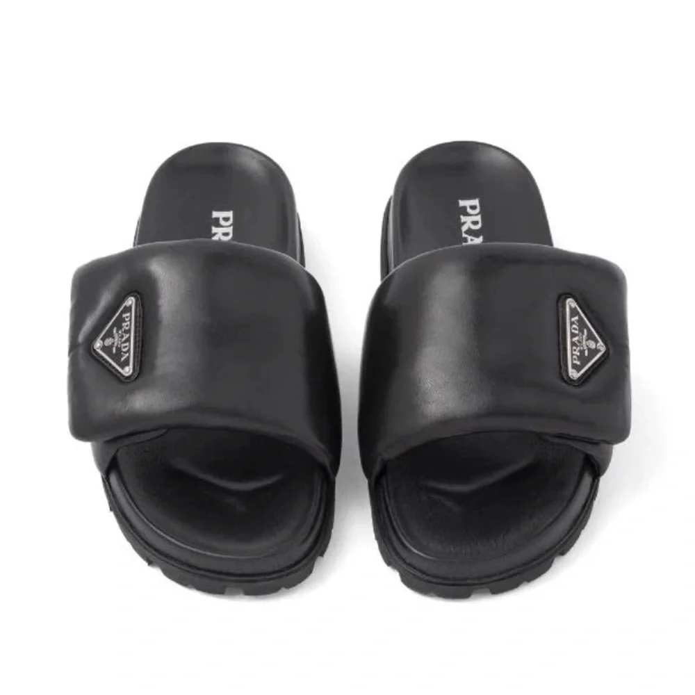 EUC Prada Soft Padded Nappa Leather Slides $1,020 36.5 - Picture 2 of 14